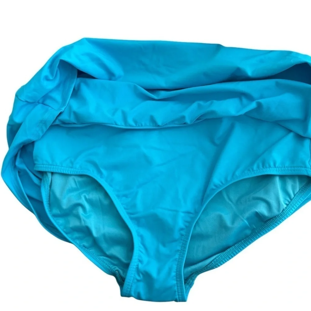 New Women's Lands' End Tummy Control UPF 50 Swim Blue Skirt Size 8